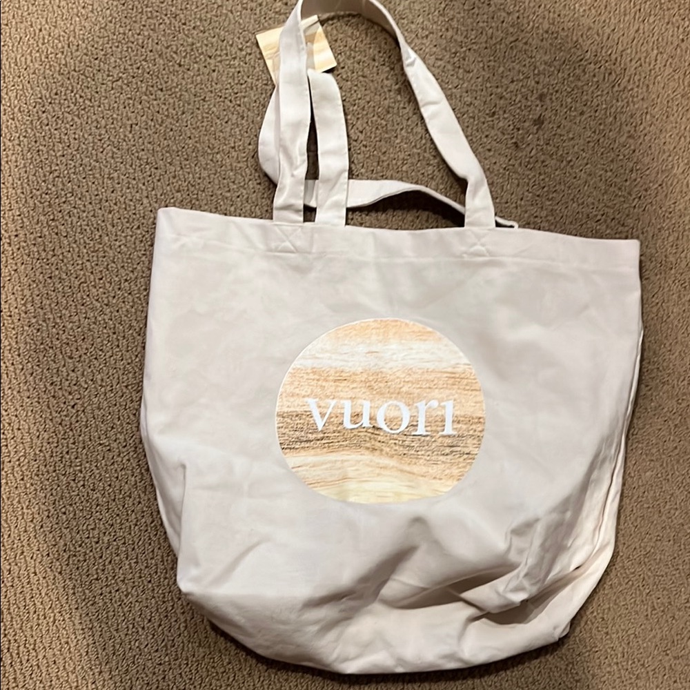 Vuori White Canvas Tote Bag with Logo